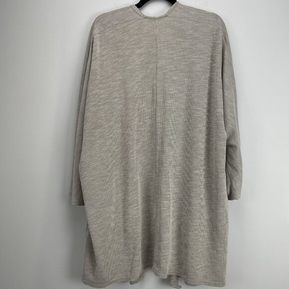 Donni Anthropologie Plus One Size Gray Striped Open Mid Length Duster Cardigan - Picture 10 of 10